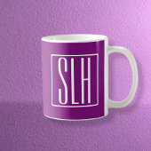 Bloed modern 3 Initialen monogram | Wit en Paars Koffiemok