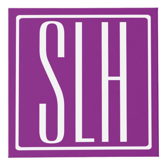 Bloed modern 3 Initialen monogram | Wit en Paars Kubus (Rechts)