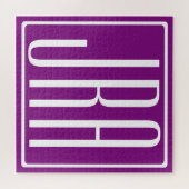 Bloed modern 3 Initialen monogram | Wit en Paars Legpuzzel (Horizontaal)