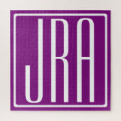 Bloed modern 3 Initialen monogram | Wit en Paars Legpuzzel (Verticaal)