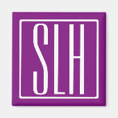 Bloed modern 3 Initialen monogram | Wit en Paars Magneet (Voorkant)