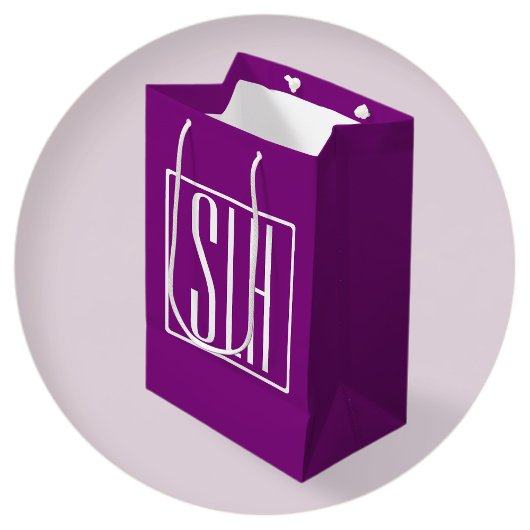 Bloed modern 3 Initialen monogram | Wit en Paars Medium Cadeauzakje