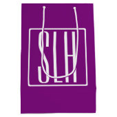 Bloed modern 3 Initialen monogram | Wit en Paars Medium Cadeauzakje (Achterkant)