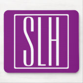 Bloed modern 3 Initialen monogram | Wit en Paars Muismat (Voorkant)