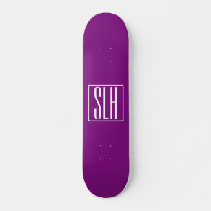 Bloed modern 3 Initialen monogram   Wit en Paars Persoonlijk Skateboard