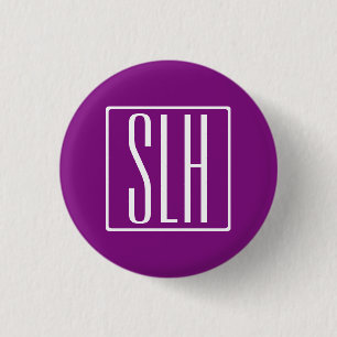 Bloed modern 3 Initialen monogram   Wit en Paars Ronde Button 3,2 Cm
