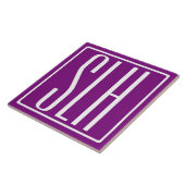 Bloed modern 3 Initialen monogram | Wit en Paars Tegeltje (Zijkant)