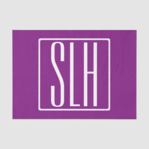 Bloed modern 3 Initialen monogram Wit en Paars Tissuepapier