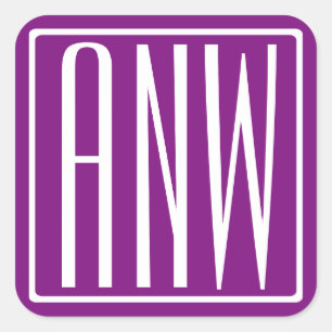 Bloed modern 3 Initialen monogram   Wit en Paars Vierkante Sticker