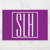 Bloed modern 3 Initialen monogram | Wit en Paars Voedselcontainer Etiket (Enkel label)