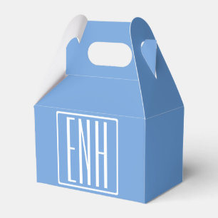 Bloed modern 3 Initialen monogram Zacht blauw Bedankdoosjes