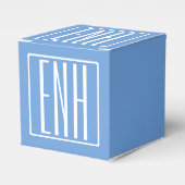 Bloed modern 3 Initialen monogram | Zacht blauw Bedankdoosjes (Voorkant Zijde)