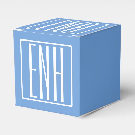 Bloed modern 3 Initialen monogram | Zacht blauw Bedankdoosjes (Voorkant Zijde)