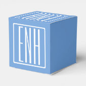 Bloed modern 3 Initialen monogram | Zacht blauw Bedankdoosjes (Achterkant)