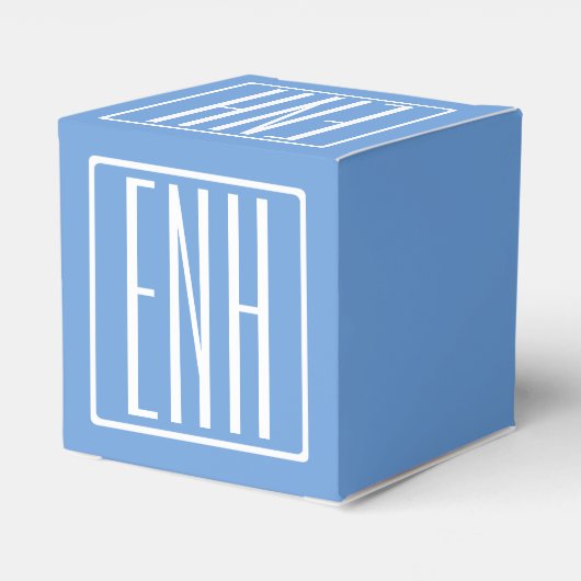 Bloed modern 3 Initialen monogram | Zacht blauw Bedankdoosjes (Achterkant)