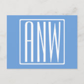 Bloed modern 3 Initialen monogram | Zacht blauw Briefkaart (Voorkant)