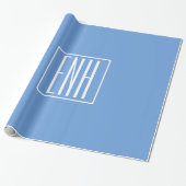 Bloed modern 3 Initialen monogram | Zacht blauw Cadeaupapier (Uitgerold)