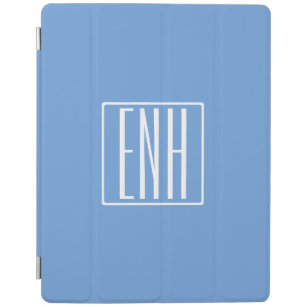 Bloed modern 3 Initialen monogram   Zacht blauw iPad Cover