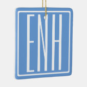 Bloed modern 3 Initialen monogram | Zacht blauw Keramisch Ornament (Rechts)