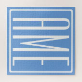 Bloed modern 3 Initialen monogram | Zacht blauw Legpuzzel (Horizontaal)