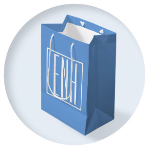 Bloed modern 3 Initialen monogram Zacht blauw Medium Cadeauzakje