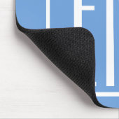 Bloed modern 3 Initialen monogram | Zacht blauw Muismat (Hoek)