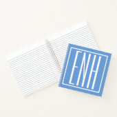Bloed modern 3 Initialen monogram | Zacht blauw Notitieboek (Binnen)