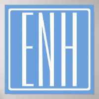 Bloed modern 3 Initialen monogram | Zacht blauw