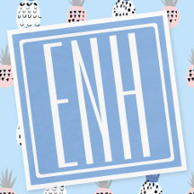 Bloed modern 3 Initialen monogram | Zacht blauw