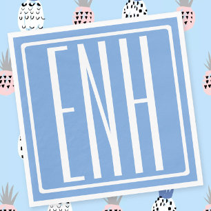 Bloed modern 3 Initialen monogram   Zacht blauw Servet