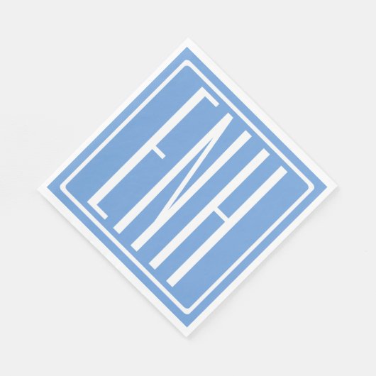 Bloed modern 3 Initialen monogram | Zacht blauw Servet (Hoek)