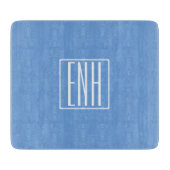 Bloed modern 3 Initialen monogram | Zacht blauw Snijplank (Voorkant)