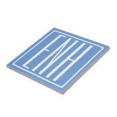 Bloed modern 3 Initialen monogram | Zacht blauw Tegeltje (Zijkant)