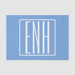 Bloed modern 3 Initialen monogram   Zacht blauw Tissuepapier