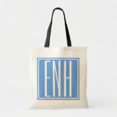 Bloed modern 3 Initialen monogram | Zacht blauw Tote Bag (Voorkant)
