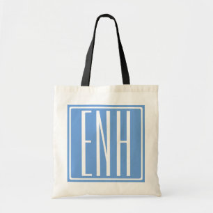 Bloed modern 3 Initialen monogram Zacht blauw Tote Bag