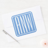 Bloed modern 3 Initialen monogram | Zacht blauw Vierkante Sticker (Envelop)