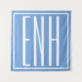 Bloed modern 3 Initialen monogram | Zacht blauw Wandkleed (Voorkant)