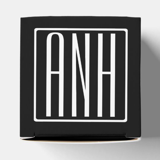 Bloed modern 3 Initialen monogram | Zwart wit Bedankdoosjes (Bovenkant)