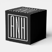 Bloed modern 3 Initialen monogram | Zwart wit Bedankdoosjes (Achterkant)