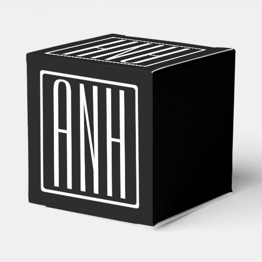 Bloed modern 3 Initialen monogram | Zwart wit Bedankdoosjes (Achterkant)