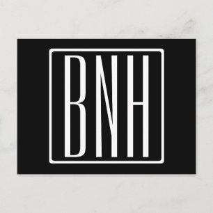 Bloed modern 3 Initialen monogram Zwart wit Briefkaart