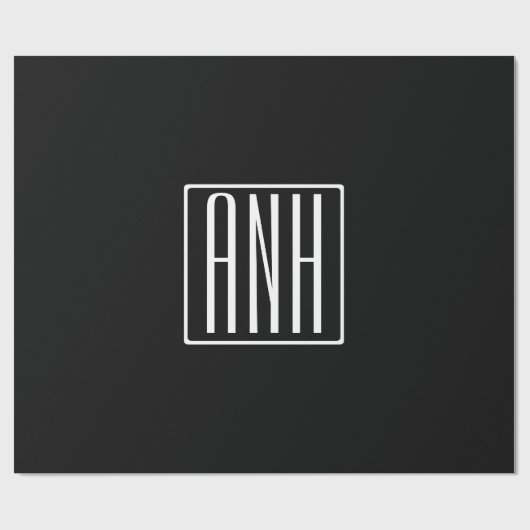 Bloed modern 3 Initialen monogram | Zwart wit Cadeaupapier (Vlak)