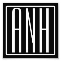 Bloed modern 3 Initialen monogram | Zwart wit