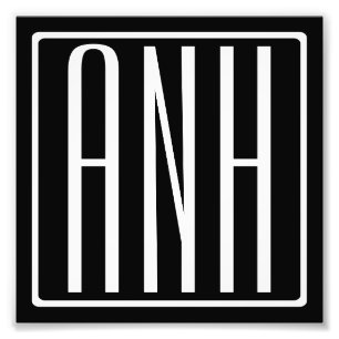 Bloed modern 3 Initialen monogram   Zwart wit Foto Afdruk