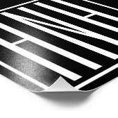 Bloed modern 3 Initialen monogram | Zwart wit Foto Afdruk (Hoek)