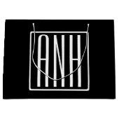 Bloed modern 3 Initialen monogram | Zwart wit Groot Cadeauzakje (Voorkant)