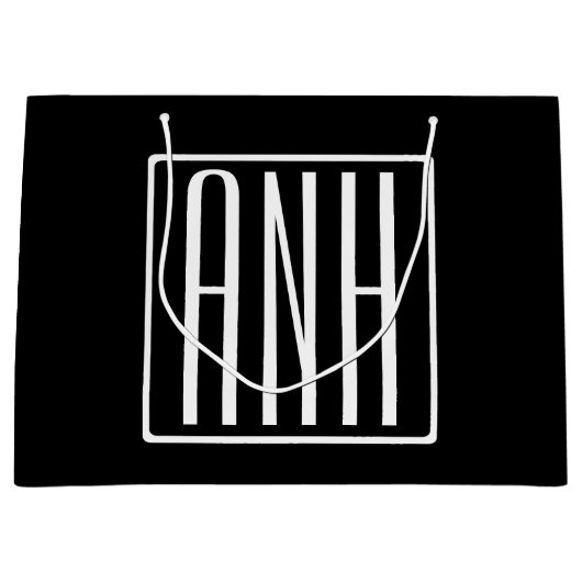 Bloed modern 3 Initialen monogram | Zwart wit Groot Cadeauzakje (Voorkant)