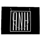 Bloed modern 3 Initialen monogram | Zwart wit Groot Cadeauzakje (Achterkant)