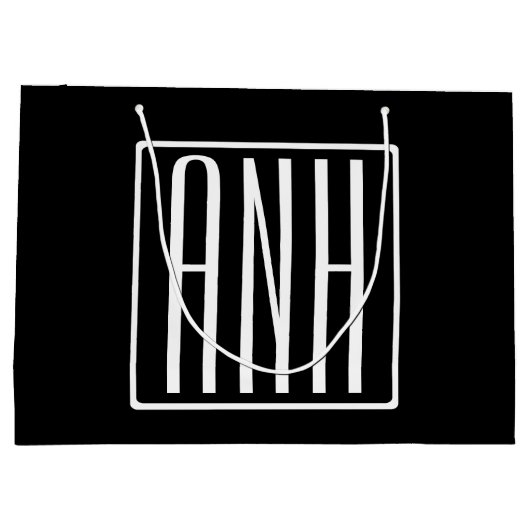 Bloed modern 3 Initialen monogram | Zwart wit Groot Cadeauzakje (Achterkant)